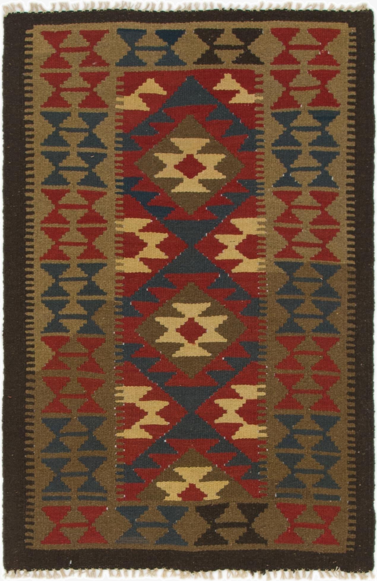  3' 2 x 4' 10  Hand Woven Kilim Maymana Wool Rug