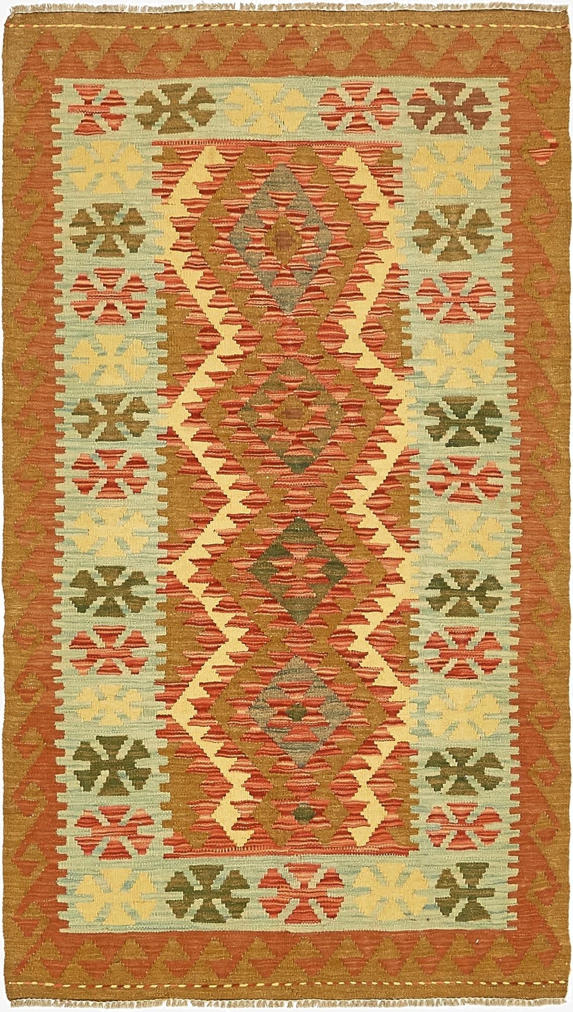  3' 6 x 6' 2  Hand Woven Kilim Maymana Wool Rug