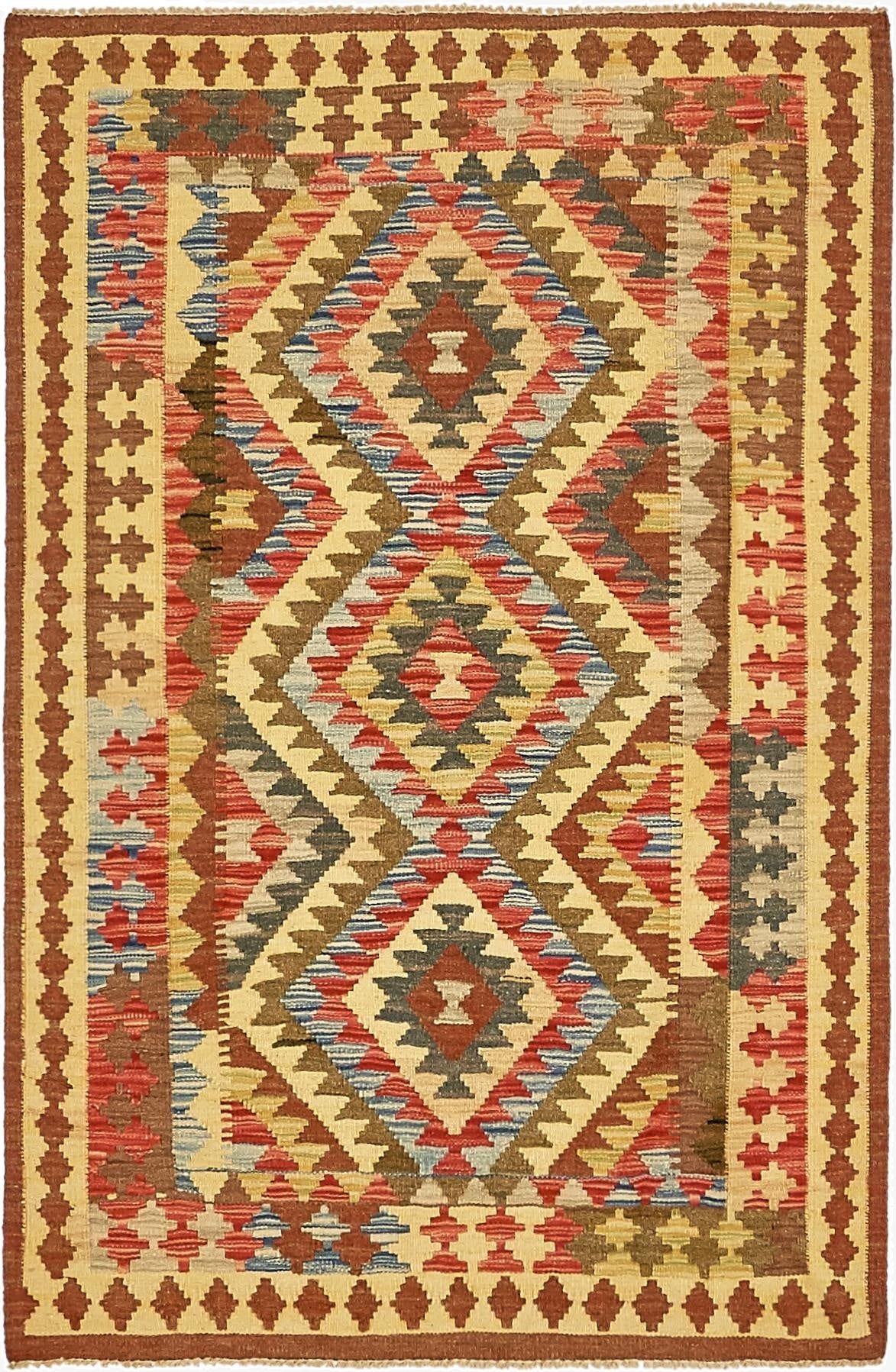  3' 2 x 5'  Hand Woven Kilim Maymana Wool Rug