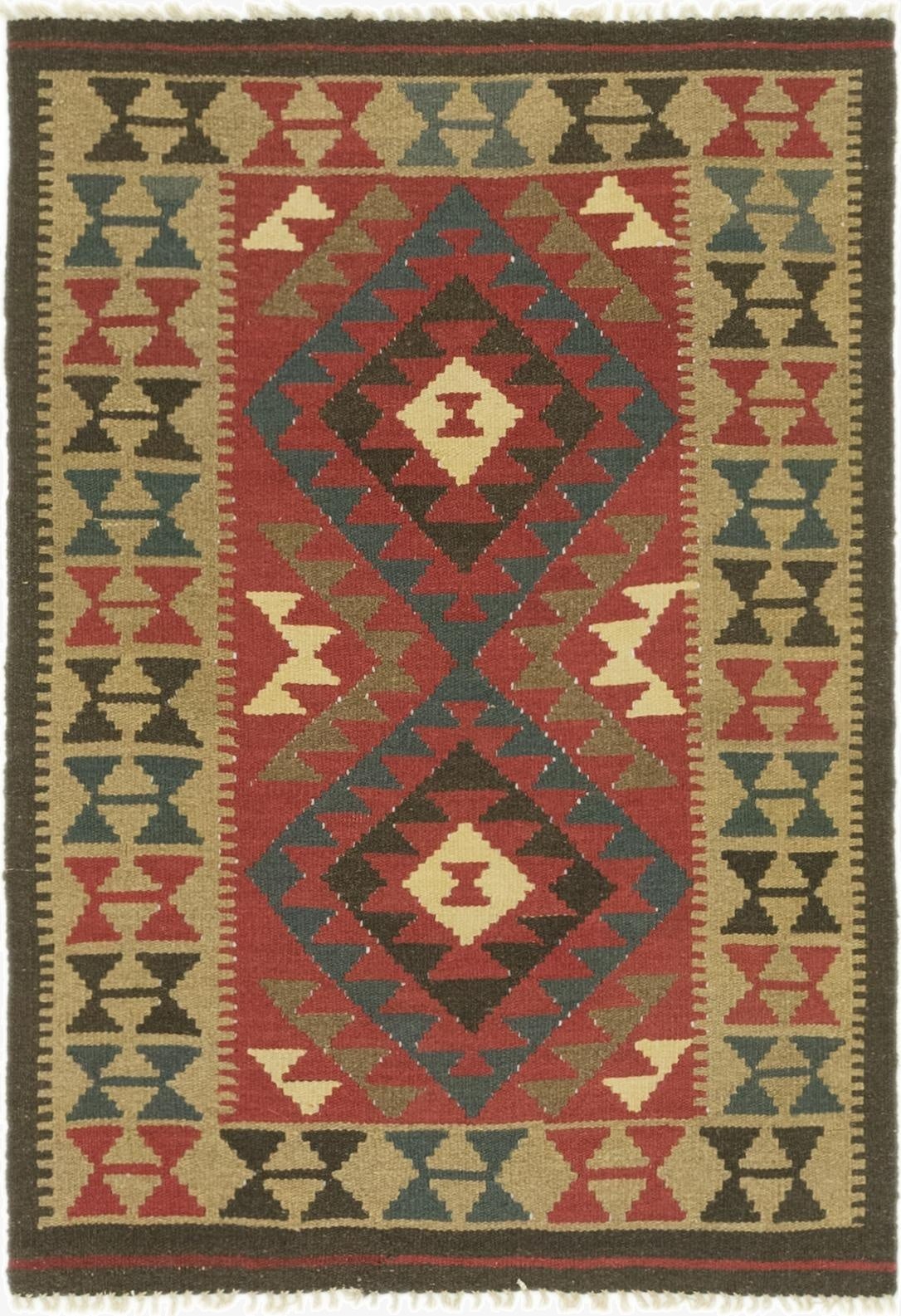  3' 3 x 4' 8  Hand Woven Kilim Maymana Wool Rug