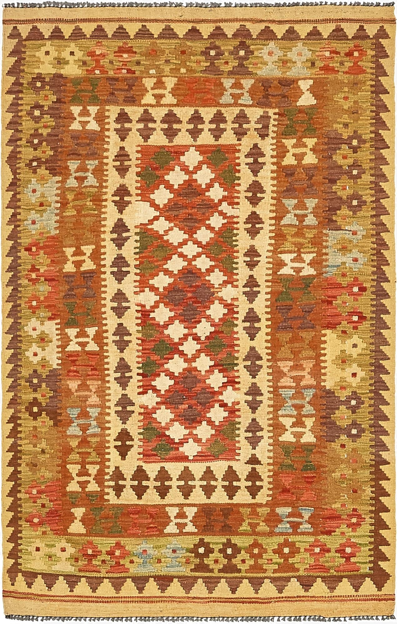  3' 4 x 5' 5  Hand Woven Kilim Maymana Wool Rug