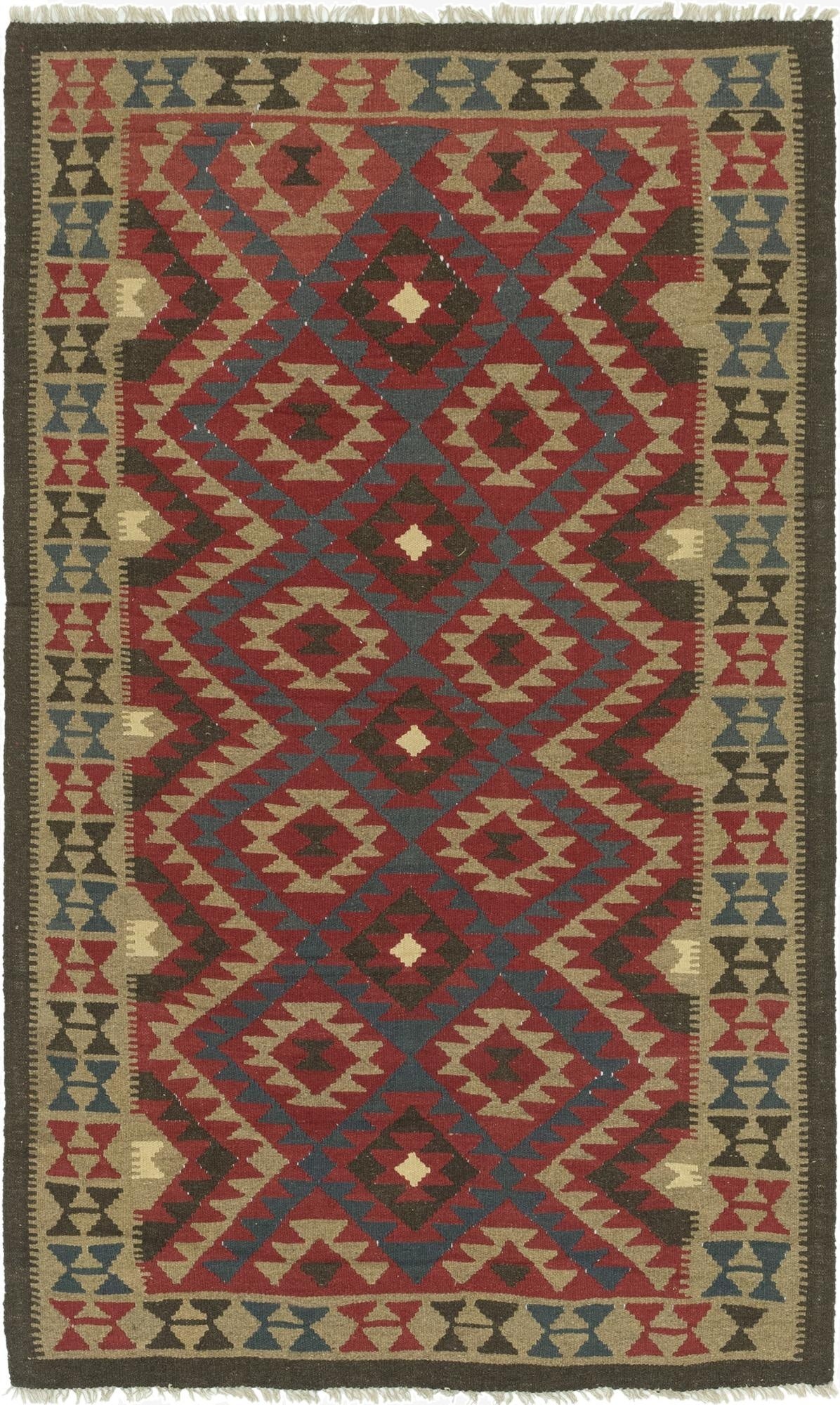  4' 9 x 8' 2  Hand Woven Kilim Maymana Wool Rug
