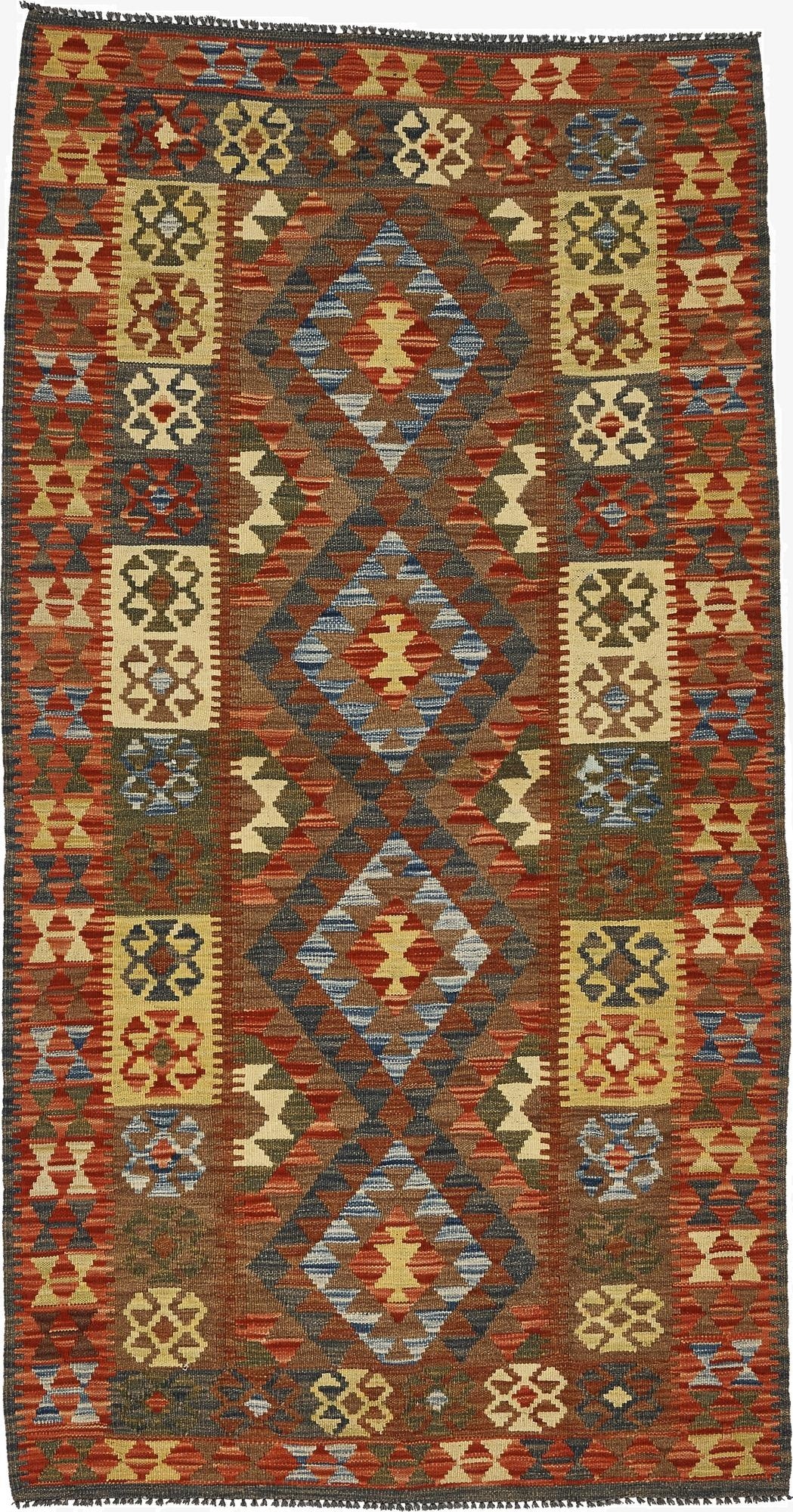  3' 6 x 6' 5  Hand Woven Kilim Maymana Wool Rug