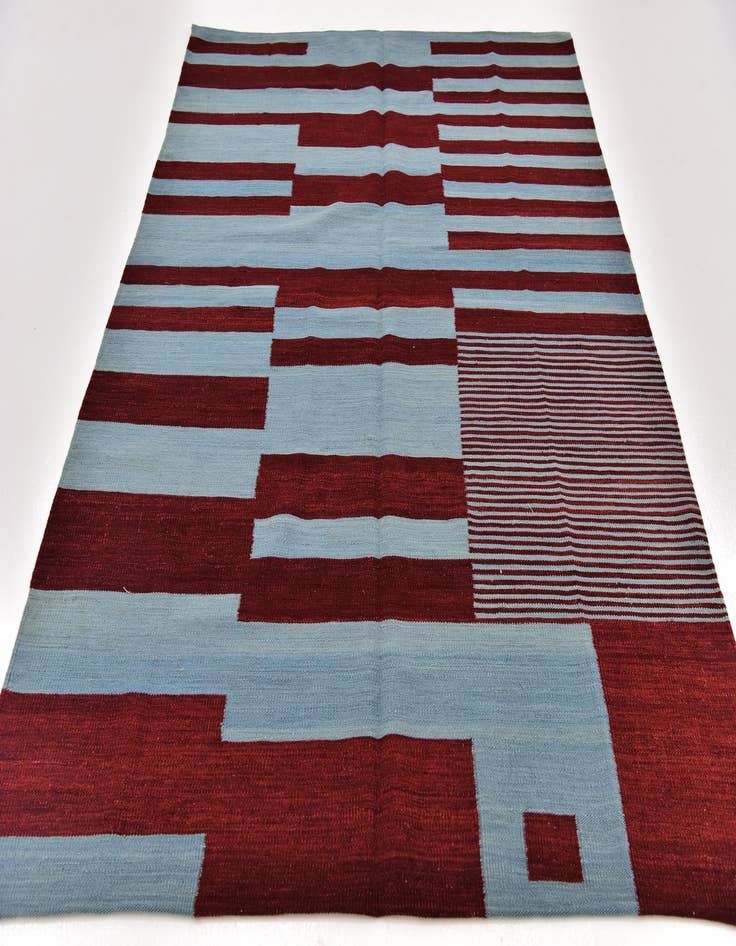 Detail image of  5' x 6' 7  Hand Woven Kilim Modern Wool Rug