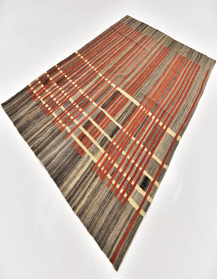 Detail image of  5' 4 x 8'  Hand Woven Kilim Modern Wool Rug