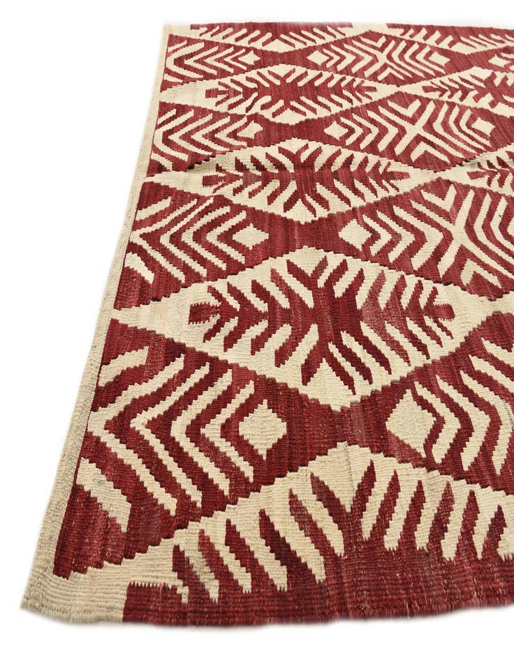 Detail image of  4' 9 x 5' 6  Hand Woven Kilim Modern Wool Rug