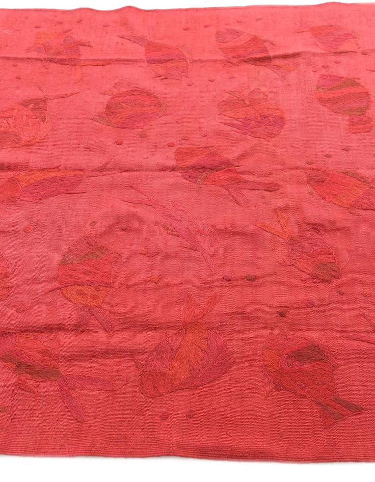 Detail image of  4' 10 x 6' 2  Hand Woven Kilim Suzani Wool Rug