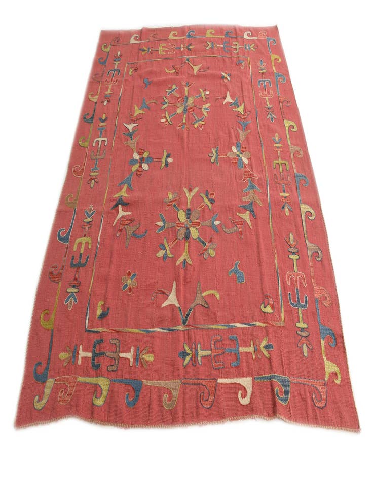 Detail image of  6' 3 x 7' 4  Hand Woven Kilim Suzani Wool Rug