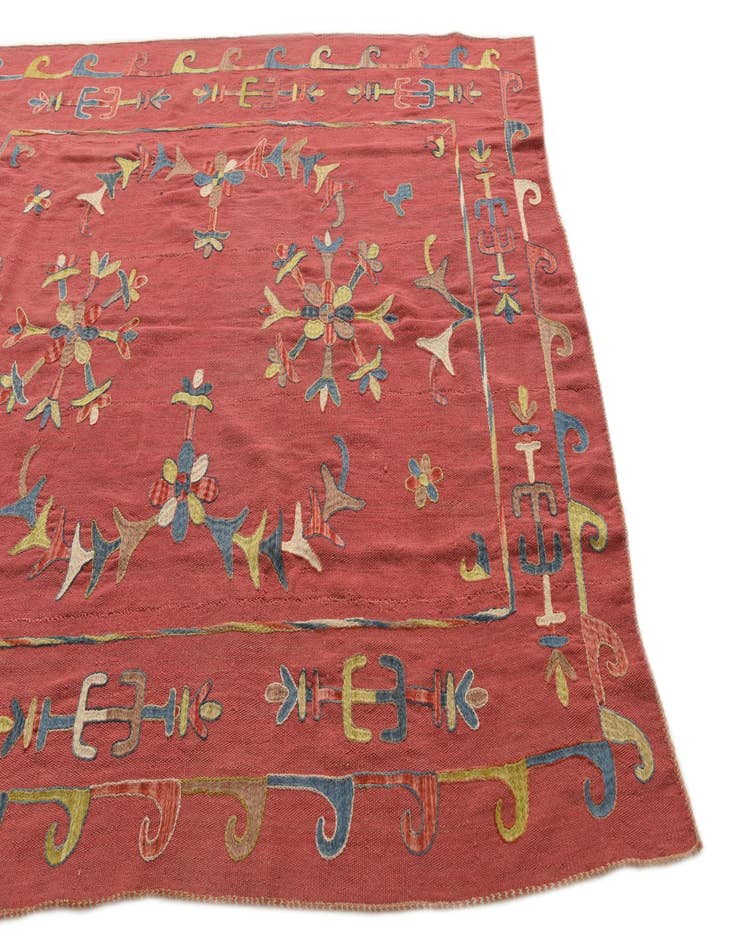 Detail image of  6' 3 x 7' 4  Hand Woven Kilim Suzani Wool Rug