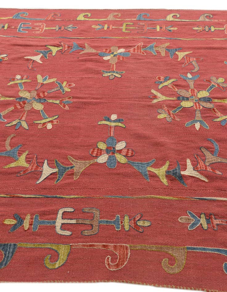 Detail image of  6' 3 x 7' 4  Hand Woven Kilim Suzani Wool Rug