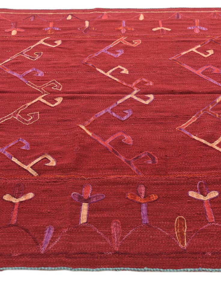 Detail image of  5' 7 x 7' 2  Hand Woven Kilim Suzani Wool Rug