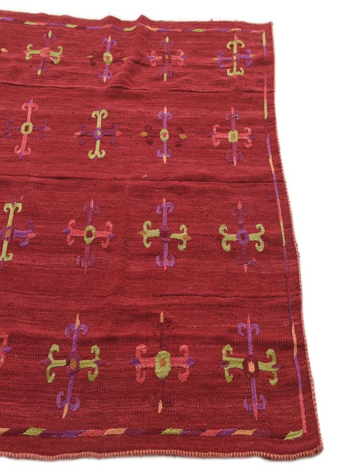 Detail image of  4' 4 x 5' 1  Hand Woven Kilim Suzani Wool Rug