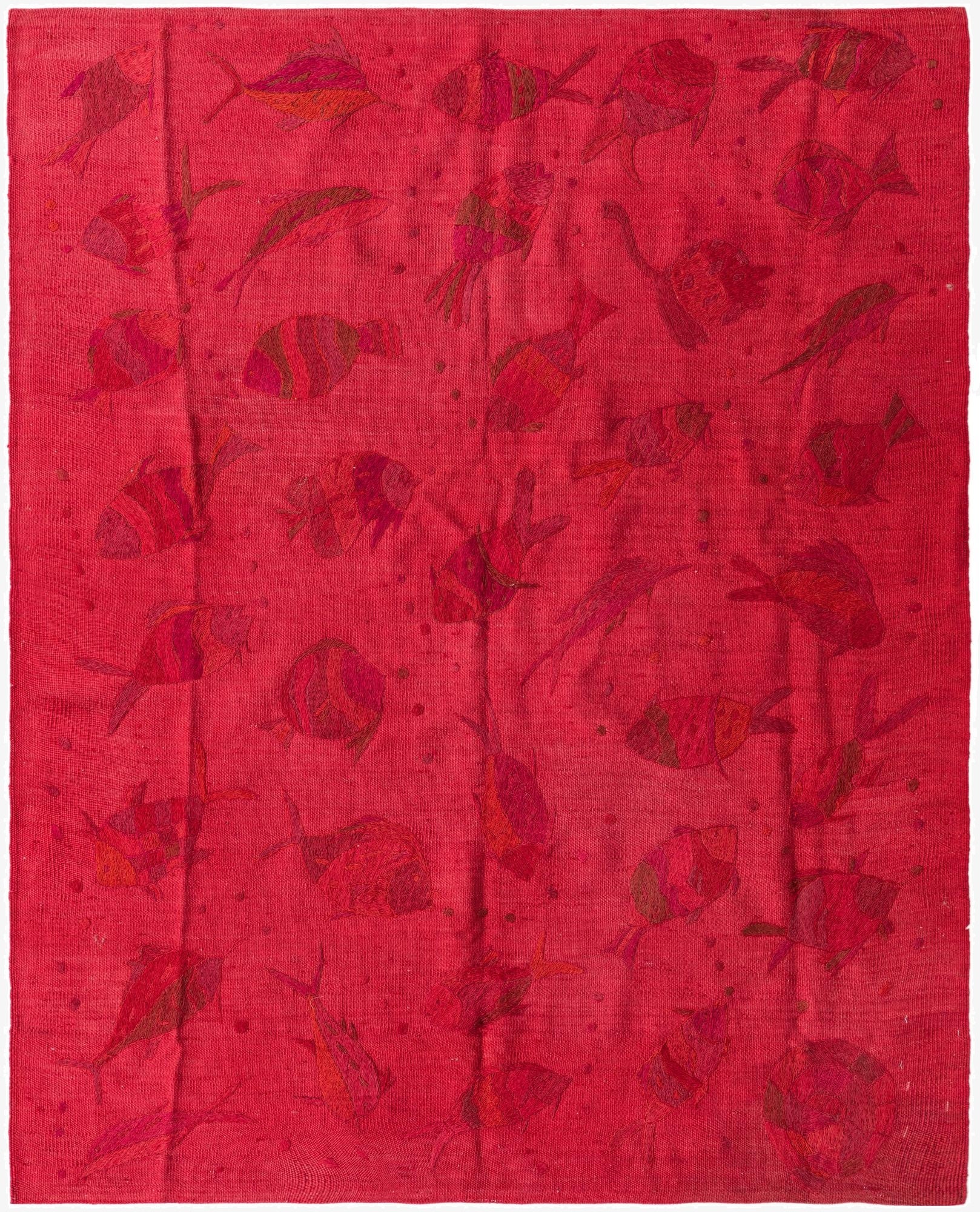  4' 10 x 6' 2  Hand Woven Kilim Suzani Wool Rug