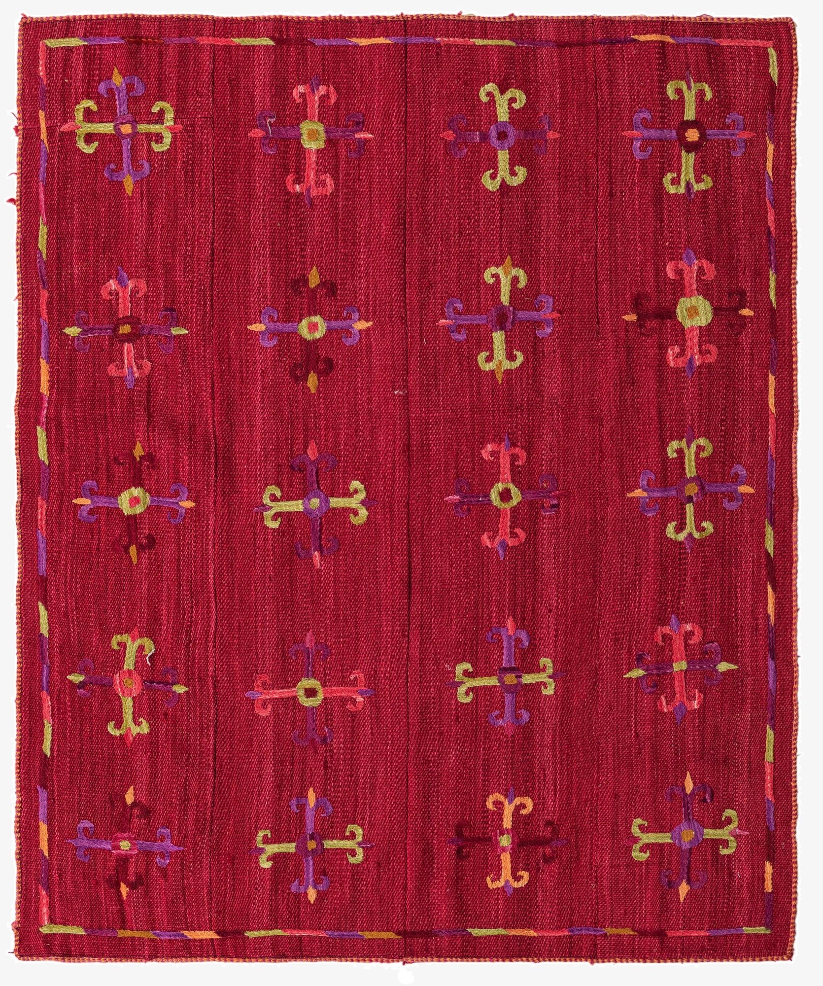  4' 4 x 5' 1  Hand Woven Kilim Suzani Wool Rug