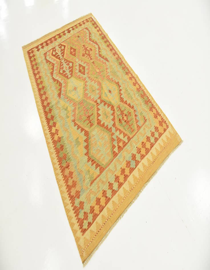 Detail image of  3' 11 x 6' 2  Hand Woven Kilim Waziri Wool Rug