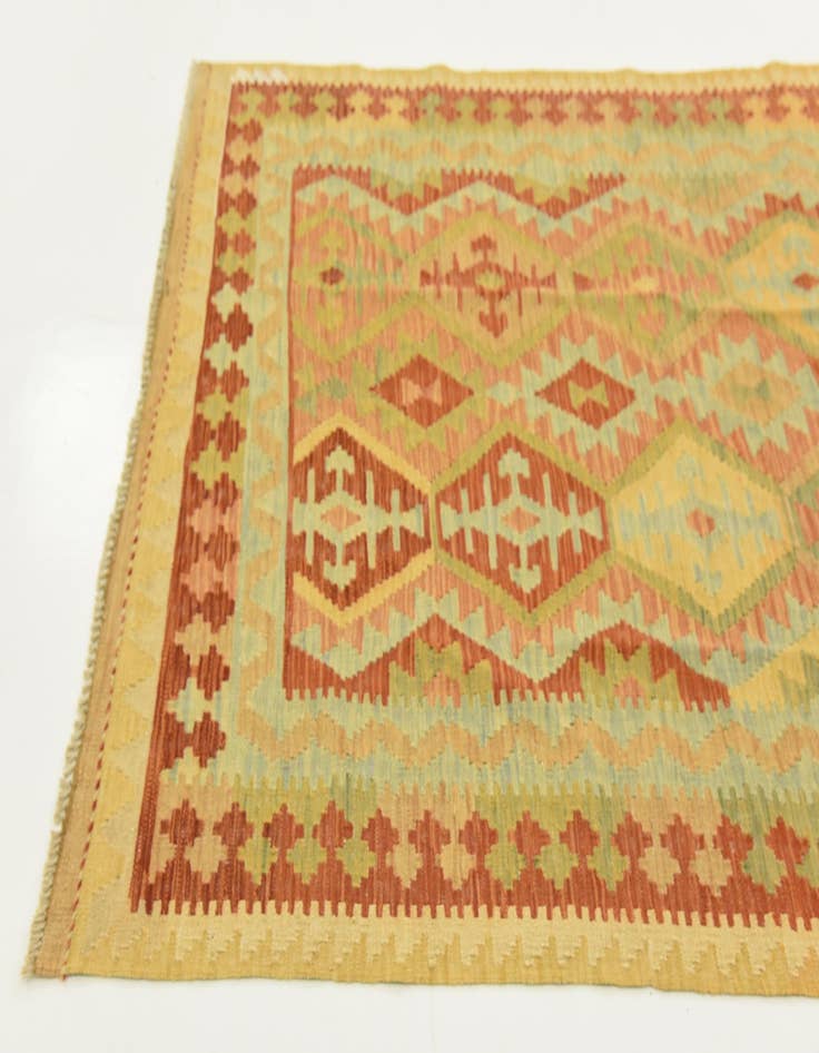 Detail image of  3' 11 x 6' 2  Hand Woven Kilim Waziri Wool Rug