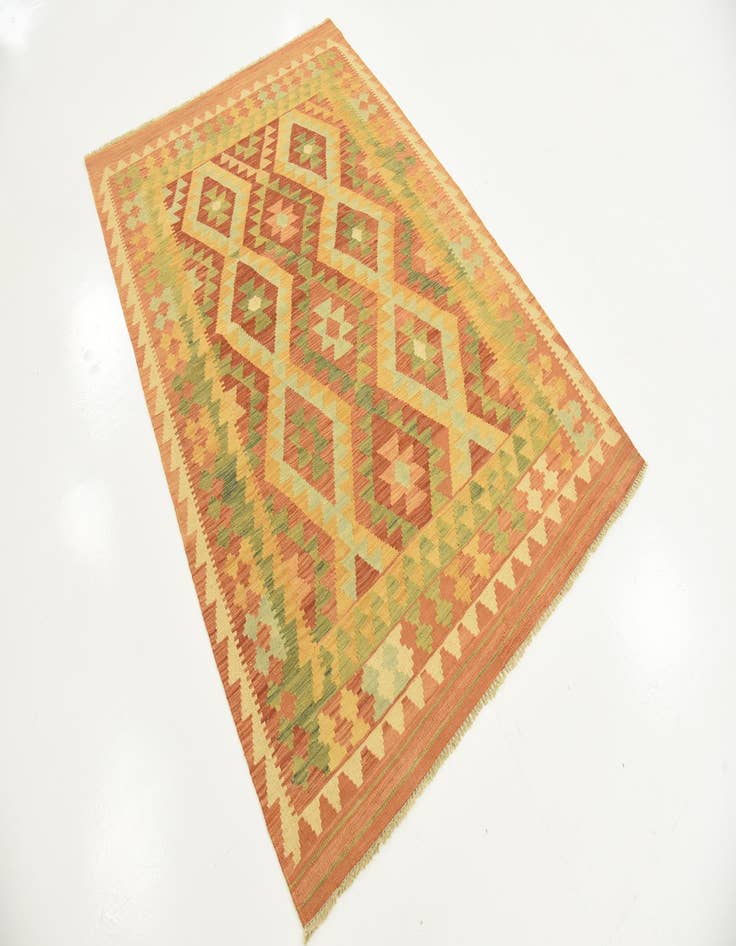 Detail image of 3' 11 x 5' 10 Hand Woven Kilim Waziri Wool Rug