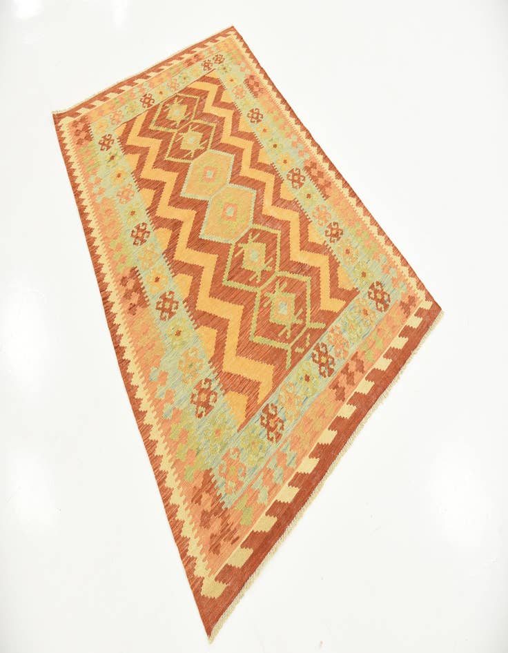 Detail image of  4' 1 x 5' 10  Hand Woven Kilim Waziri Wool Rug