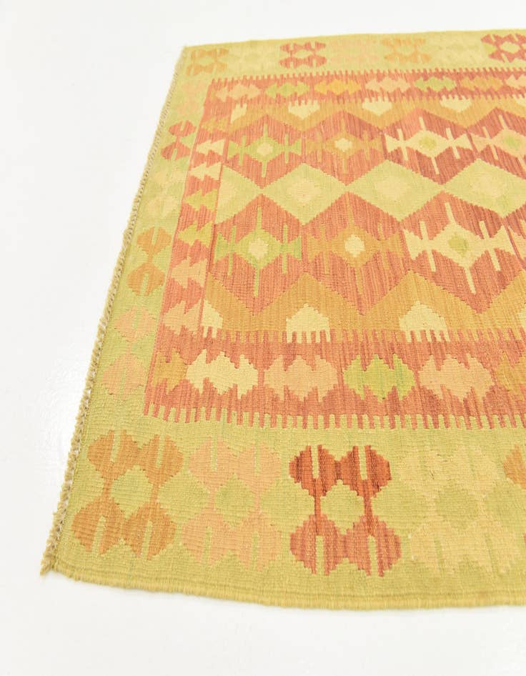 Detail image of  3' 3 x 5'  Hand Woven Kilim Waziri Wool Rug