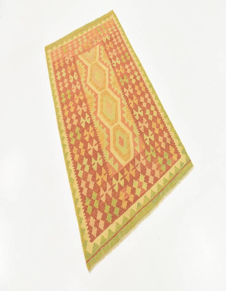 Detail image of  3' 2 x 5'  Hand Woven Kilim Waziri Wool Rug