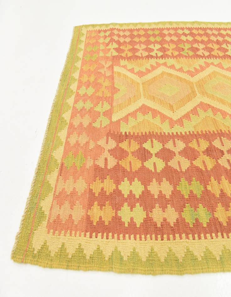 Detail image of  3' 2 x 5'  Hand Woven Kilim Waziri Wool Rug