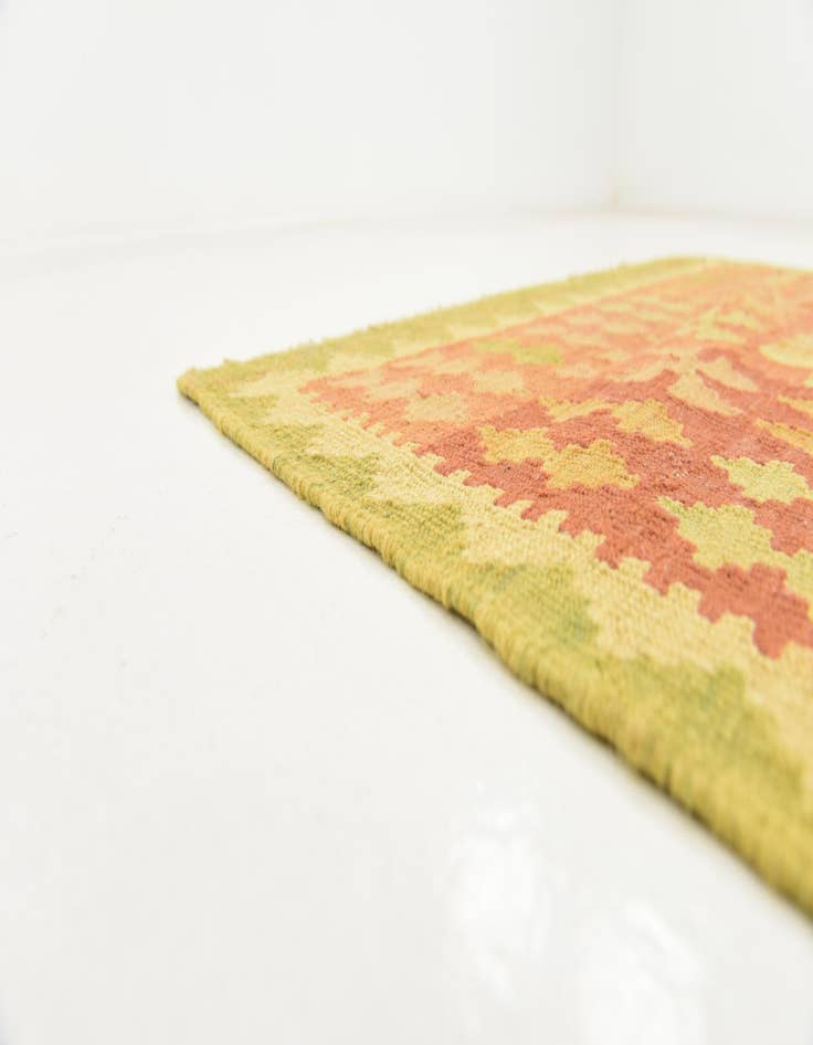 Detail image of  3' 2 x 5'  Hand Woven Kilim Waziri Wool Rug