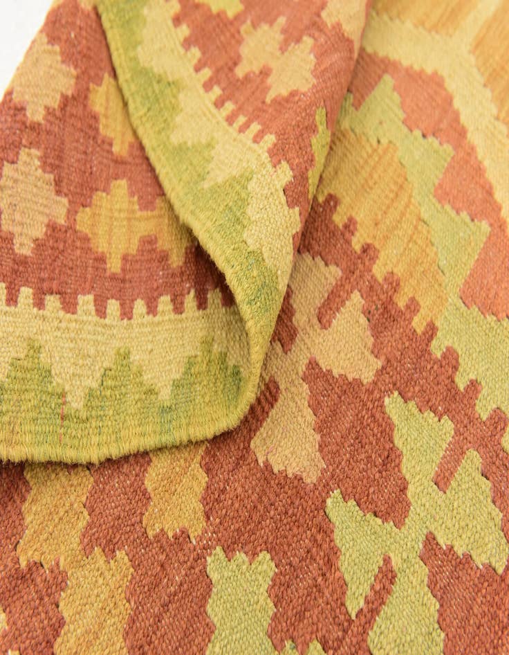 Detail image of  3' 2 x 5'  Hand Woven Kilim Waziri Wool Rug