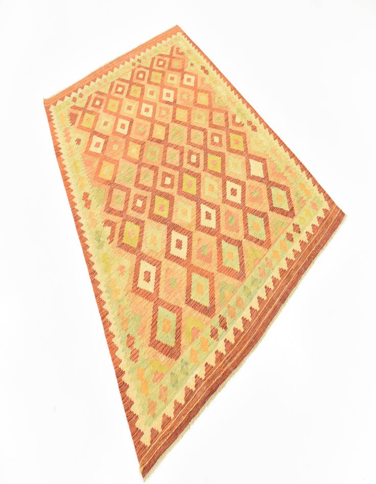 Detail image of  4' 10 x 6' 7  Hand Woven Kilim Waziri Wool Rug