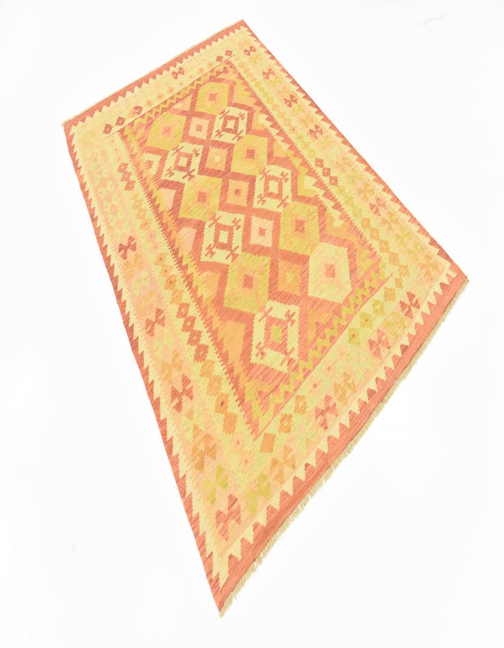 Detail image of  4' 8 x 6' 8  Hand Woven Kilim Waziri Wool Rug