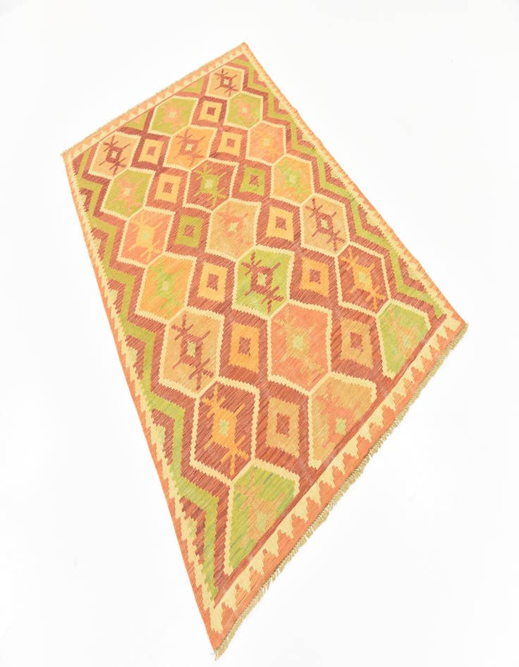 Detail image of  4' 7 x 6' 8  Hand Woven Kilim Waziri Wool Rug