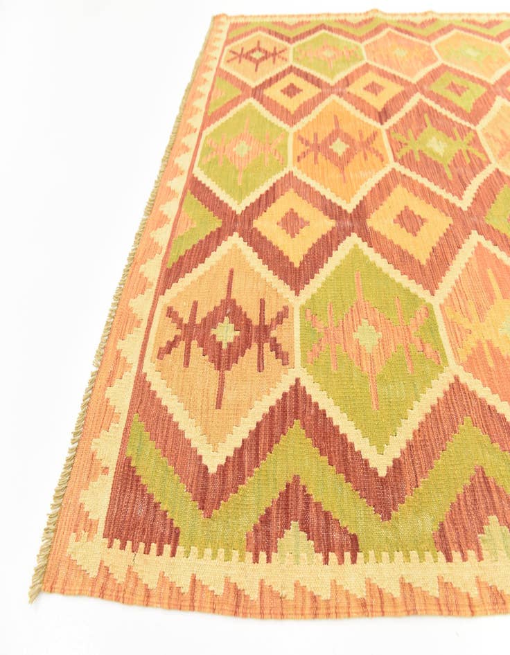 Detail image of  4' 7 x 6' 8  Hand Woven Kilim Waziri Wool Rug