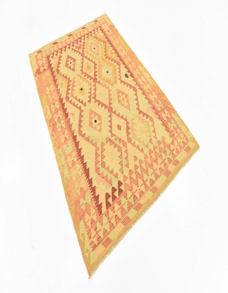 Detail image of  4' 3 x 6' 3  Hand Woven Kilim Waziri Wool Rug