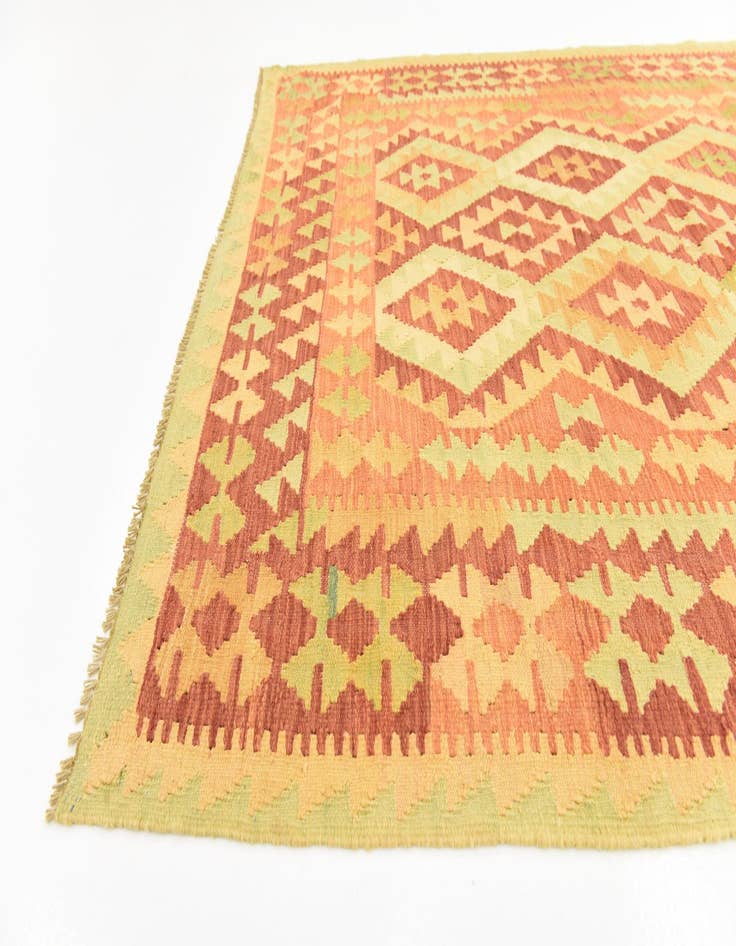 Detail image of  4' 9 x 6' 10  Hand Woven Kilim Waziri Wool Rug