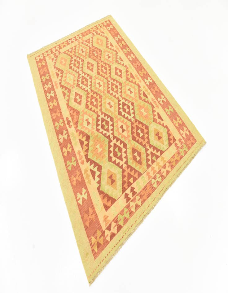 Detail image of  4' 9 x 6' 6  Hand Woven Kilim Waziri Wool Rug