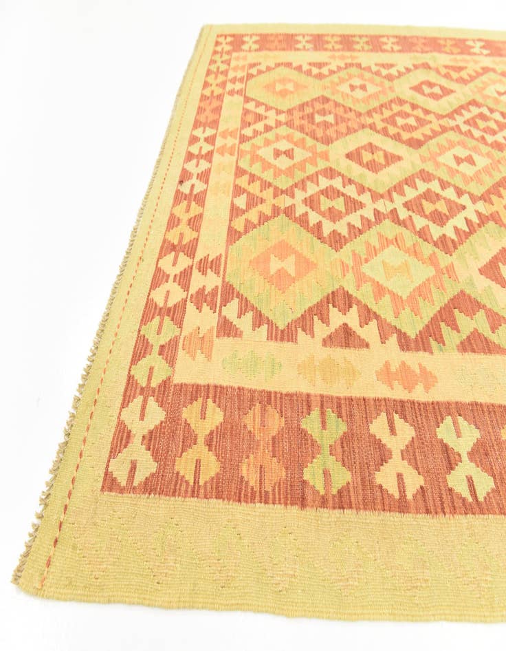 Detail image of  4' 9 x 6' 6  Hand Woven Kilim Waziri Wool Rug