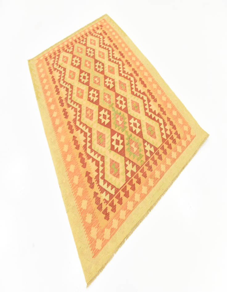 Detail image of  4' 9 x 6' 6  Hand Woven Kilim Waziri Wool Rug