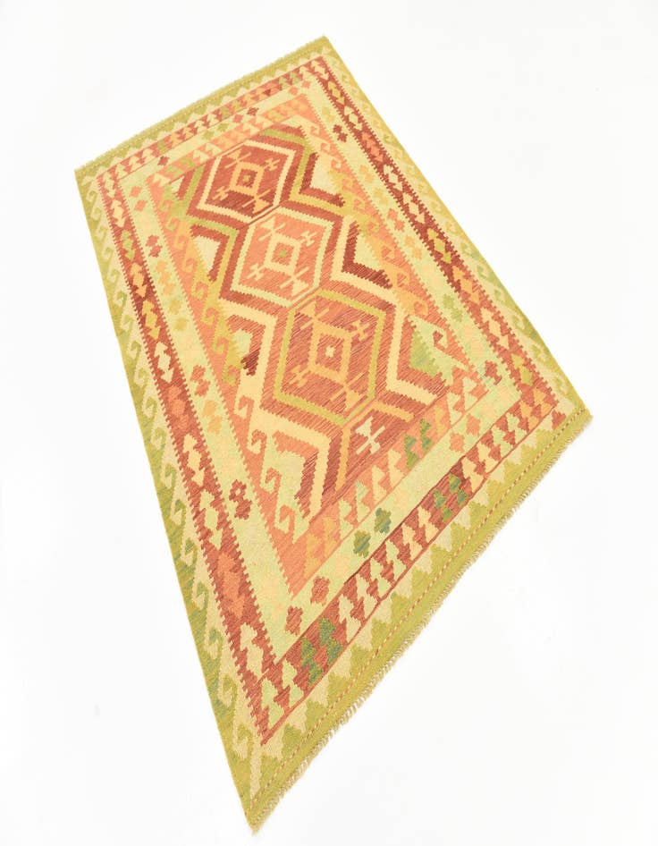 Detail image of  4' 9 x 6' 4  Hand Woven Kilim Waziri Wool Rug