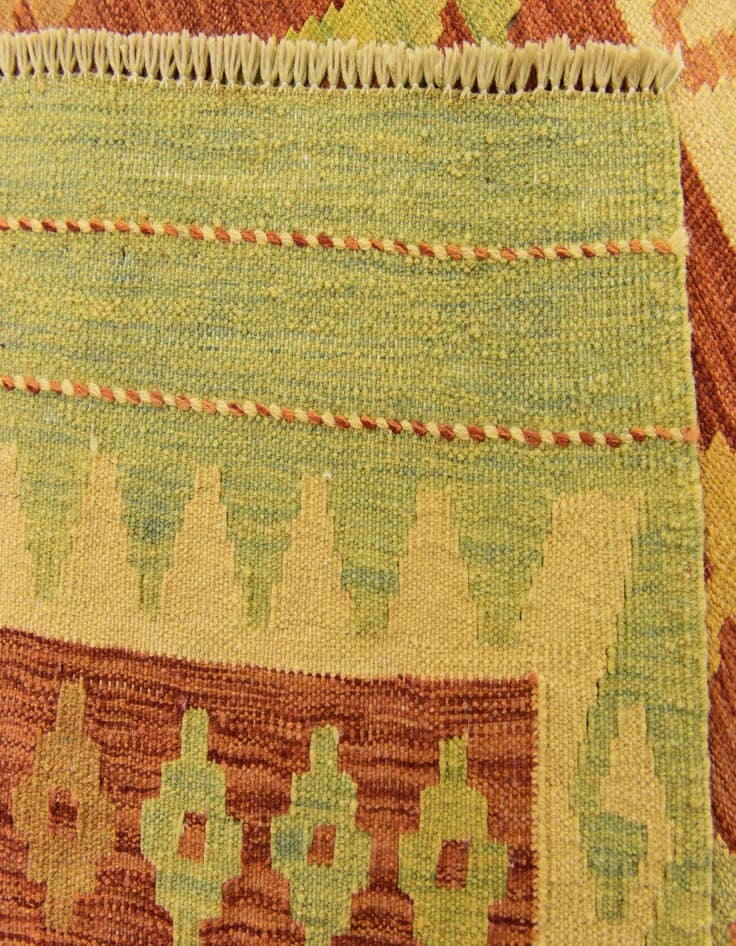 Detail image of  3' 2 x 5'  Hand Woven Kilim Waziri Wool Rug