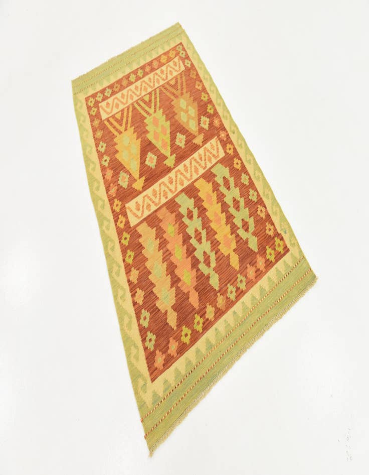 Detail image of  3' 2 x 5'  Hand Woven Kilim Waziri Wool Rug