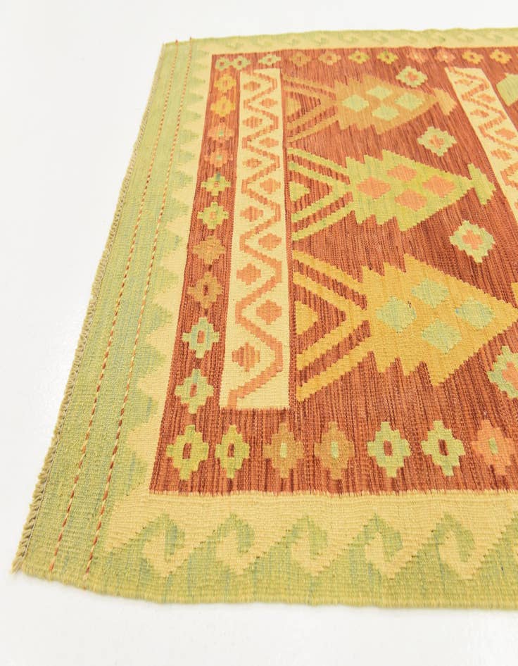 Detail image of  3' 2 x 5'  Hand Woven Kilim Waziri Wool Rug