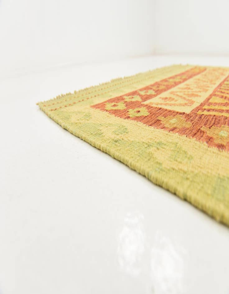 Detail image of  3' 2 x 5'  Hand Woven Kilim Waziri Wool Rug