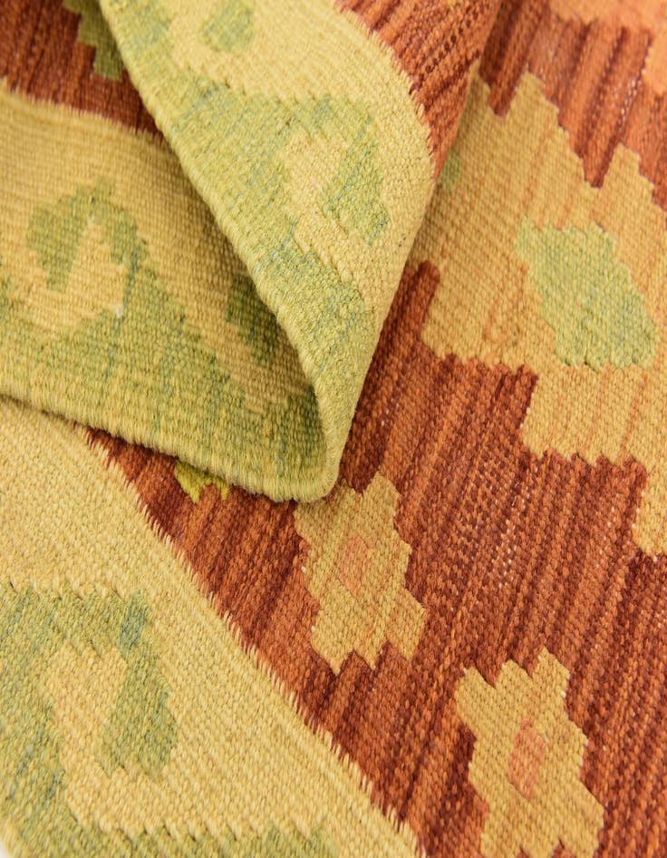 Detail image of  3' 2 x 5'  Hand Woven Kilim Waziri Wool Rug