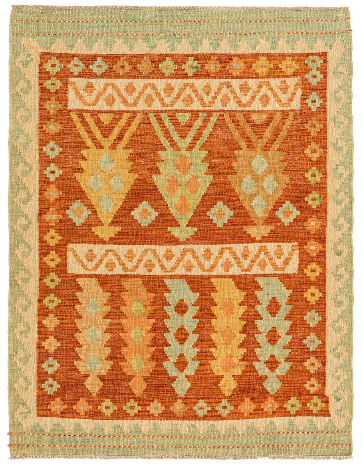 Primary image  3' 2 x 5'  Hand Woven Kilim Waziri Wool Rug