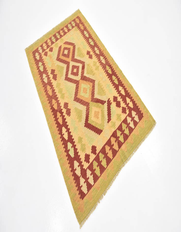 Detail image of  3' 4 x 5'  Hand Woven Kilim Waziri Wool Rug