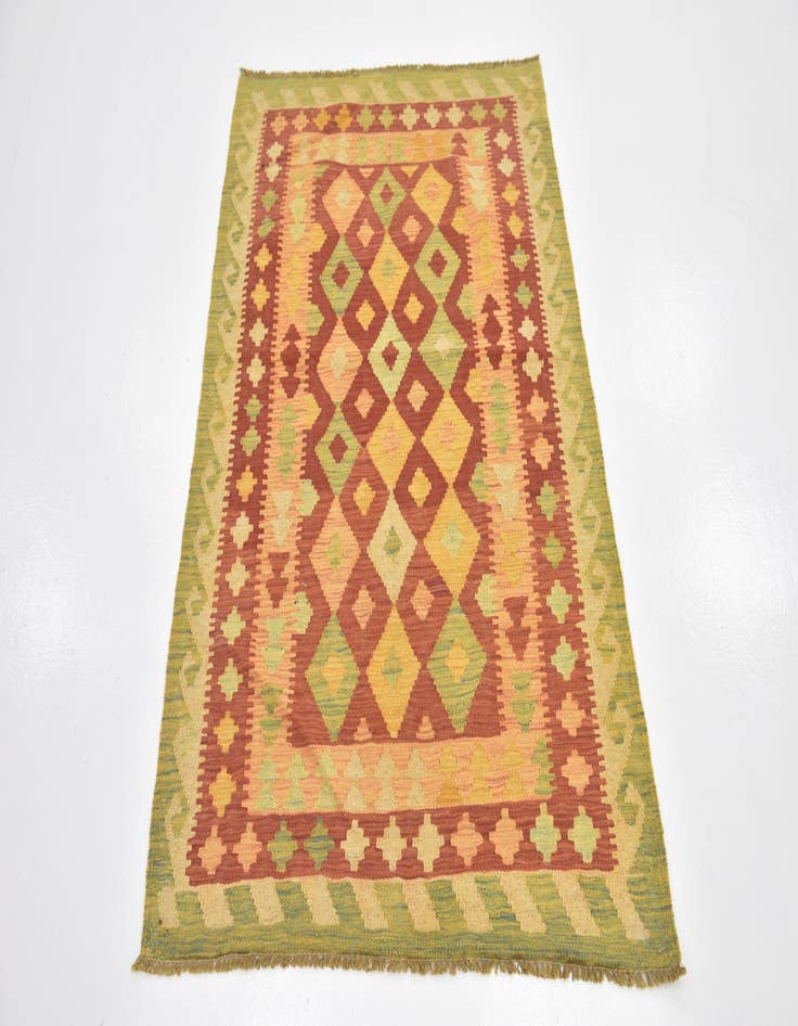 Detail image of  3' 2 x 4' 10  Hand Woven Kilim Waziri Wool Rug