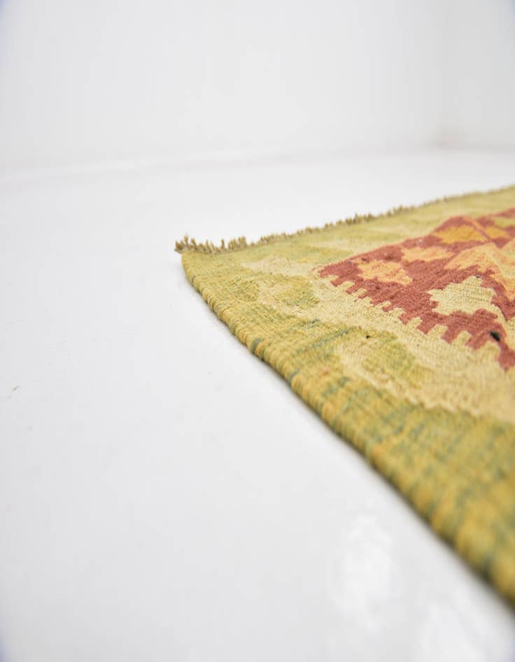 Detail image of  3' 2 x 4' 10  Hand Woven Kilim Waziri Wool Rug