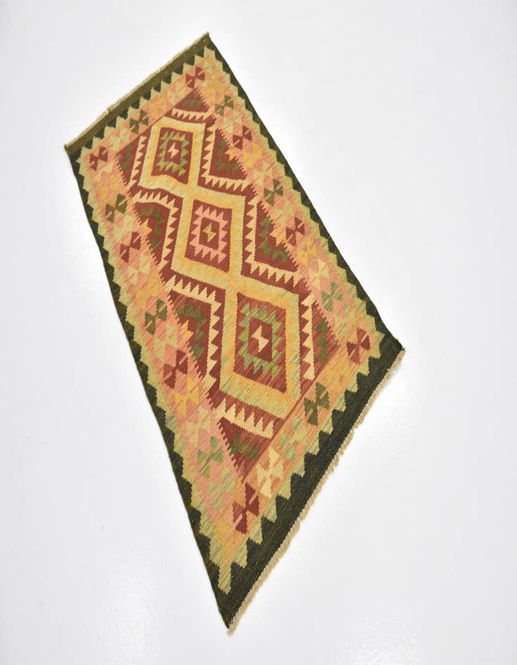 Detail image of  2' 7 x 4' 4  Hand Woven Kilim Waziri Wool Rug