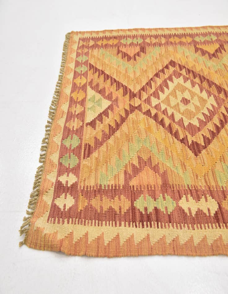 Detail image of  2' 10 x 4' 8  Hand Woven Kilim Waziri Wool Rug