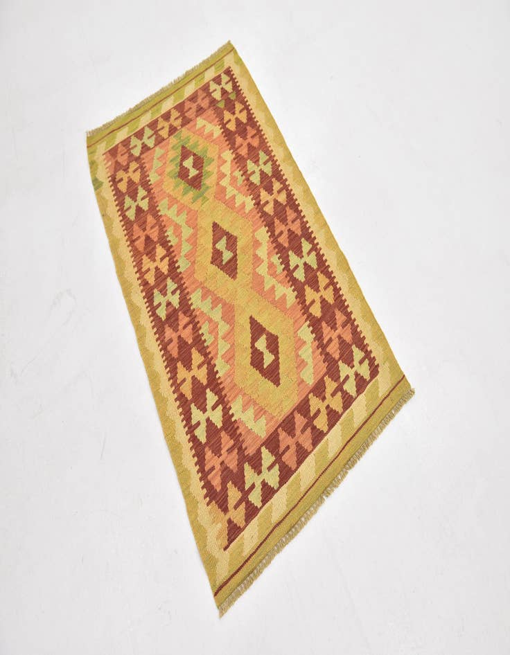 Detail image of  2' 6 x 4'  Hand Woven Kilim Waziri Wool Rug