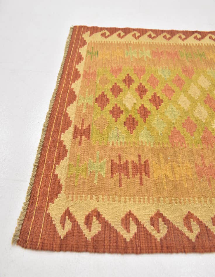 Detail image of  2' 6 x 4' 4  Hand Woven Kilim Waziri Wool Rug